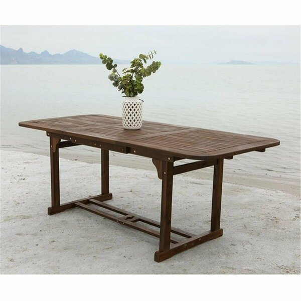 Walker Edison Furniture Acacia Wood Patio Simple Dining Table, Dark Brown OWSDTDB